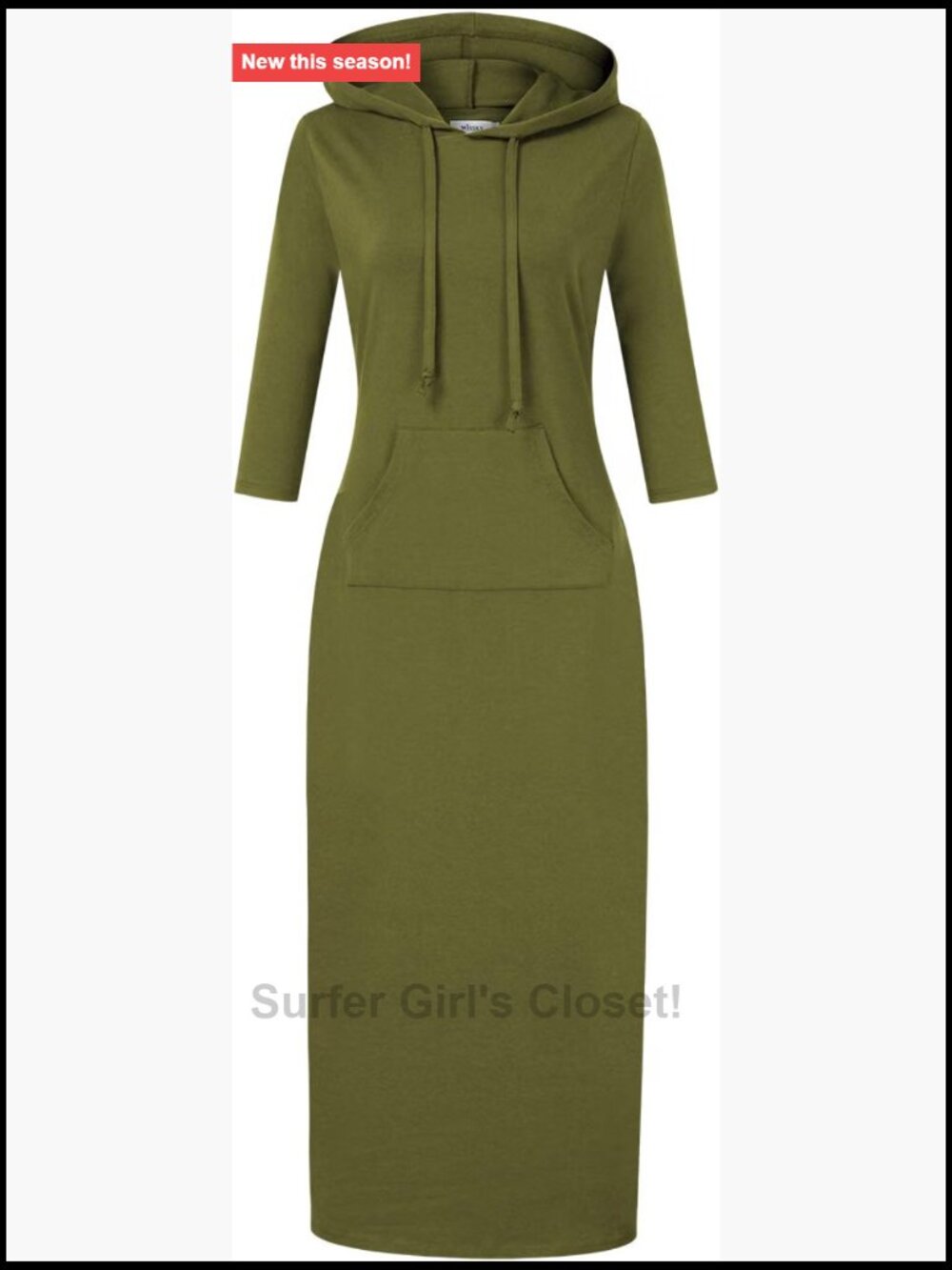 Women's Casual Cotton Pocket Slim Pullover Maxi Hoodie Dress